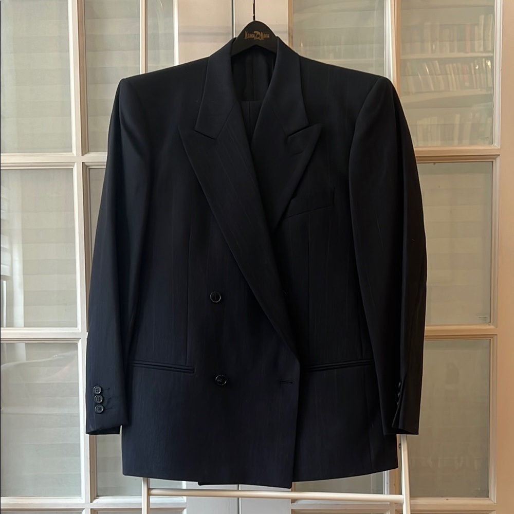 Vintage Giorgio Armani dark navy blue with pin stripes Suit